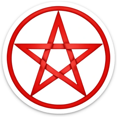 Inverted (point facing down), encircled pentagram, red. One circle, no additional colors. POINT FACING DOWN, not up. sticker
