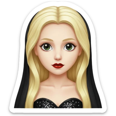 Bride of Dracula with long blonde hair, black sequin outfit sticker