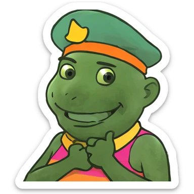 Arms crossed hold neck laughing sticker