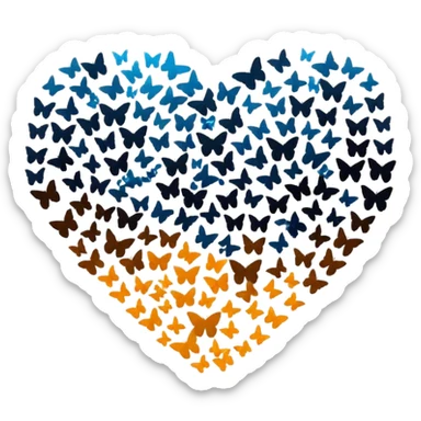 butterfly swarm forming heart silhouette sticker