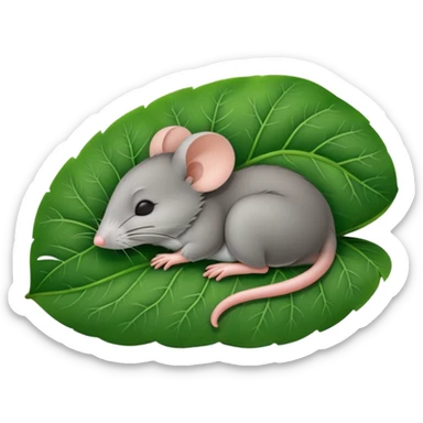a mouse asleep on a leaf sticker