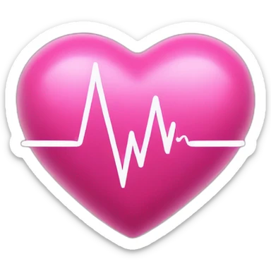 Pink heart with heartbeat monitor line through it sticker