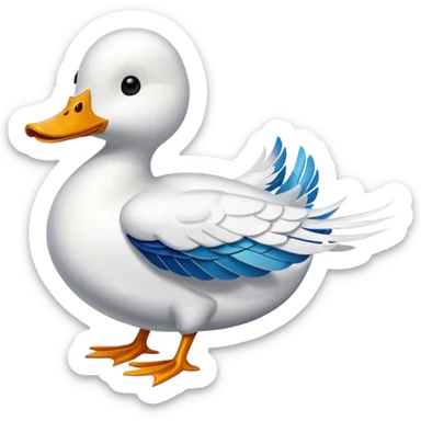 A white duck fused with an airplane  sticker