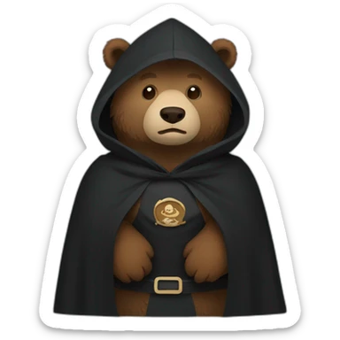 Grizzly Bear Wearing Black Samurai Cloak And Cape. sticker