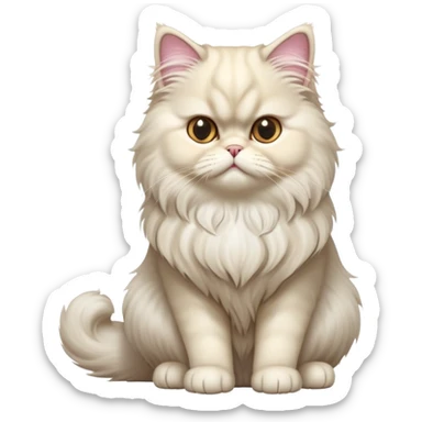 cinematic-[persian cat]-realistic-full-body-sitting-emoji,-tail-curled-playfully-around-its-paws,-head-tilted-dramatically,-fluffy-[persian cat]-fur,-simplified-yet-realistic-focused-features,-highly-detailed,-glowing-with-an-almost-sarcastic-glow sticker