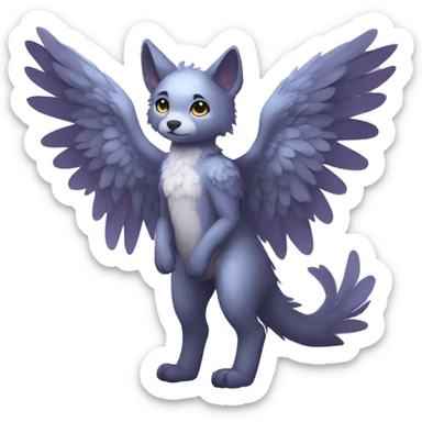 Anthro shy cute kawaii winged animal hybrid full body sticker