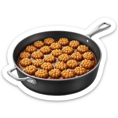 fried minced meat dish object icon, cooked minced meat in a pan, slightly crispy texture, glossy oil shine, 3D cartoon, mobile game icon style, centered, clean background, soft shadow, no text, no watermark
  sticker