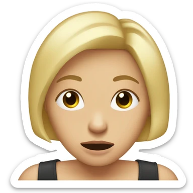 blonde woman with short hair making an whoopsie face with single tear streaming down her face with one palm over her mouth sticker
