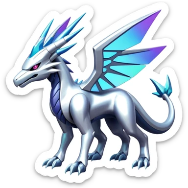 Futuristic Modern Shiny Cyber-Suicune-Dialga-Reshiram-Creature, (full body) sticker