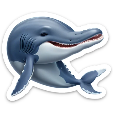 Cinematic Cute Yawning Humpback Whale Portrait Emoji, Head tilted slightly with a dramatic, wide-open yawn, showcasing a massive yet gentle blue-gray body with gently rippling baleen plates and sleepy, half-closed eyes, Simplified yet irresistibly adorable features, highly detailed, glowing with a soft, cozy marine glow, high shine, relaxed yet expressive, stylized with a dash of whimsical deep-sea charm, soft glowing outline, capturing the essence of a drowsy yet affectionate humpback whale that appears ready to drift into a deep-sea slumber! sticker