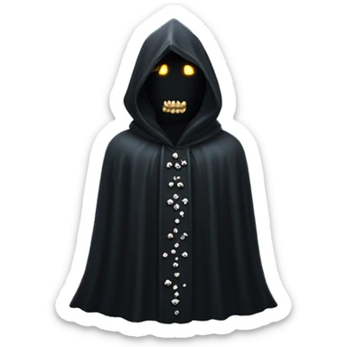 empty black crystal magical robes covered with tiny skulls sticker