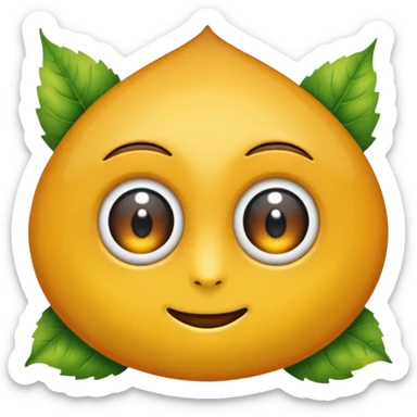 emoji, feuille d'érable couleur vermeille, deux yeux ronds noirs brillants sticker