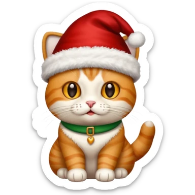 Un gato con gorro navideño Cara feliz Para El día de Navidad sticker
