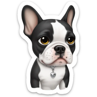 Girl with piercings and a white french bulldog sticker