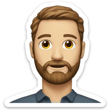 white man with brown middle parting hair and full beard sticker