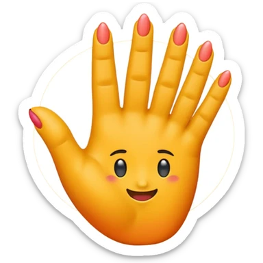 The image shows a modified emoji combination where a yellow hand emoji is positioned over a peach emoji. The hand’s fingers are spread sticker