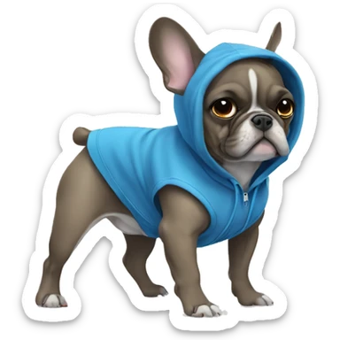 French Bulldog Blue ran with hoodie  sticker