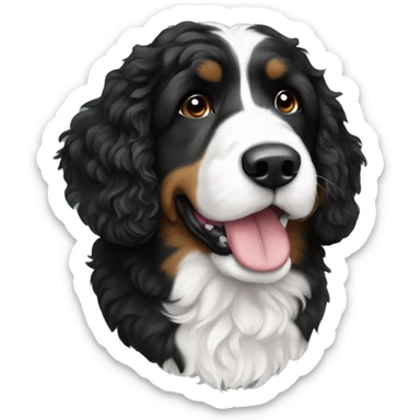 Black and white Bernedoodle sticker