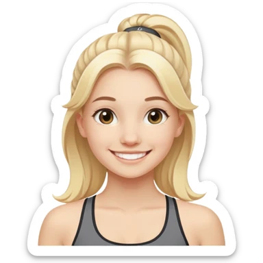 cute blonde girl smiling wearing lululemon set  sticker