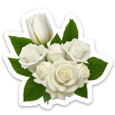 White hydrangea white roses and white tulip bouquet  sticker