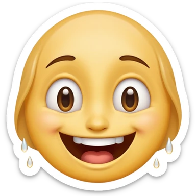 Emoji, laughing face with tears of joy, wide smile, big eyes sticker
