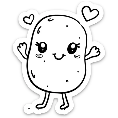 A playful mascot of heart-shaped butt cheeks shown upside down, with cute face, arms and legs. Hand-drawn outline style. sticker