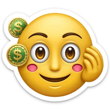 emoji haciendo un guiño con un ojo y sosteniendo dinero sticker