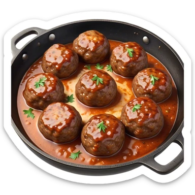 Cinematic Realistic Kofte Dish Emoji, depicted as seasoned, grilled meatballs with a charred exterior rendered with lifelike textures and robust, appetizing lighting. sticker