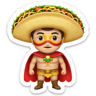 a hero who wear Taco costume  with a hero mask  sticker