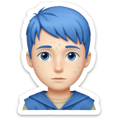 very handsome boy big blue eyes, scout boy with, blue hair  sticker