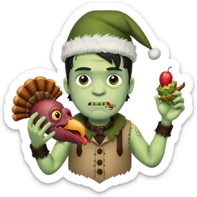 Frankenstein eating turkey sticker