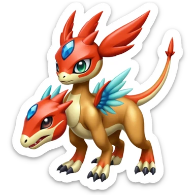 Colorful Smooth Soft Jelly-like scaley Meloetta-Guilmon-Wargreymon-Protogen-Pokémon-Digimon-Fakémon-fusion-hybrid-creature sticker