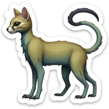 long-snouted evil skeletal skully zombie-like swampy ghostly dull spectral edgy spooky bloody meager thin cool poltergeist-caracal-civet-genet-sergal-vernid-Gryphon-Cacomistle-Trico-oncilla-animal-Fakémon-hybrid-fursona (full body) sticker