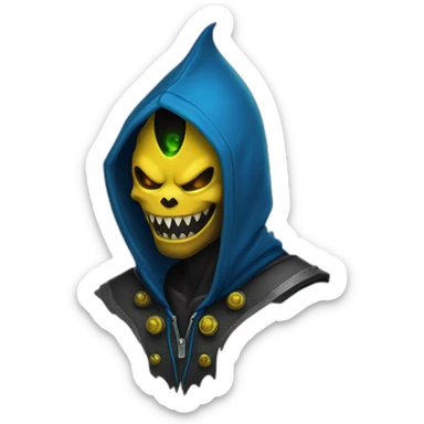 dominus badana hoodie with yello blue scary demon eyes sticker