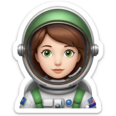 Astronauts, Young, female, white skin, green eyes, brown hair sticker