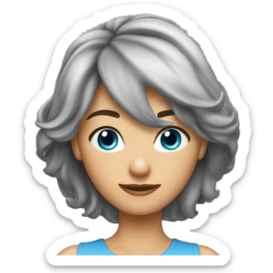 femme 40 a aux yeux bleus avec les cheveux mi-long gris cheveux attachs sticker