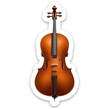 Cinematic Realistic Cello, deep brown polished wood, elegant f-holes creating contrast, warm golden light reflecting off its curves, glowing with depth and a rich musical resonance. sticker