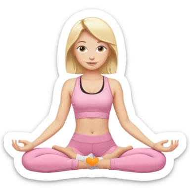 Yoga Blonde Girl With Light Pink Clothes n sticker