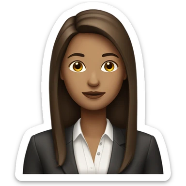 business woman long straight brown hair sticker