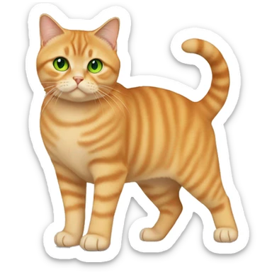 Full body orange British shorthair cat with green eyes sticker