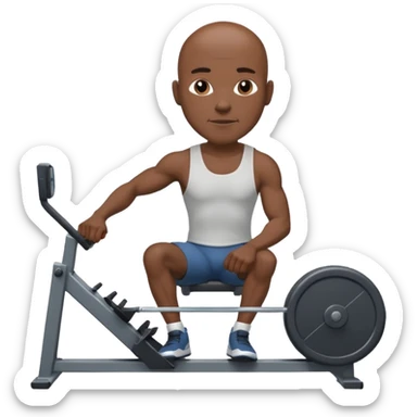 bald african american male on rowing machine sticker
