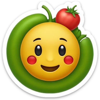 Crear un emoticón que tenga que ver con una variedad de Cambures , y que la paleta de colores sea la siguiente: Rojo Carmín, Amarillo, Amarillo Crema y Verde Pasto sticker