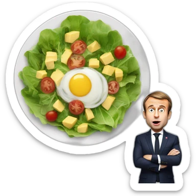 Emmanuel Macron mange une salade sticker