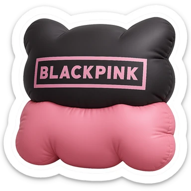 Convert to sticker style with a white border, keep the BLACKPINK-inspired cushion look. sticker
