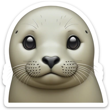 Cinematic Noble harbour seal Portrait Emoji, Poised and streamlined, with a sleek, smooth body of glossy, muted hues and expressive, dark eyes complemented by a rounded, agile head, Simplified yet sharp and sophisticated features, highly detailed, glowing with a soft, maritime luminescence, high shine, intelligent and graceful, stylized with an air of coastal authority, focused and alert, soft glowing outline, capturing the essence of a watchful marine guardian that appears ready to glide out of the screen with effortless authority! sticker