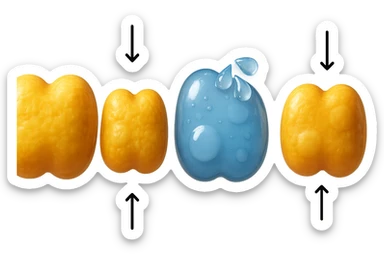 il processo di una cellula adiposa che si sgonfia, e si gonfia di acqua, falla identica all'immagine che ho allegato ma in 3d iperrealistica 4k sticker