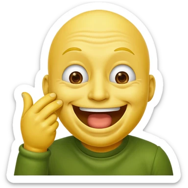 emoji of a laughing soybean man, hand over mouth sticker