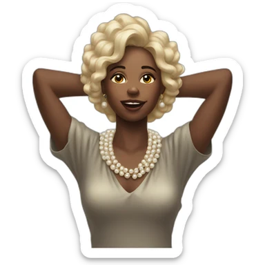 Black woman clutching her pearls on neck sticker