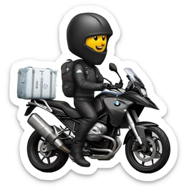 Motero saludando, Montado en una bmw f800r negra con maletas sticker