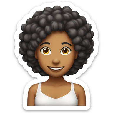Chica un poco morenita, con cabello rizado pero no afro linda sonrisa y dientes separados  sticker
